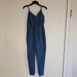 Haute Monde Stretchy Sleeves Denim Jumpsuit size Medium
